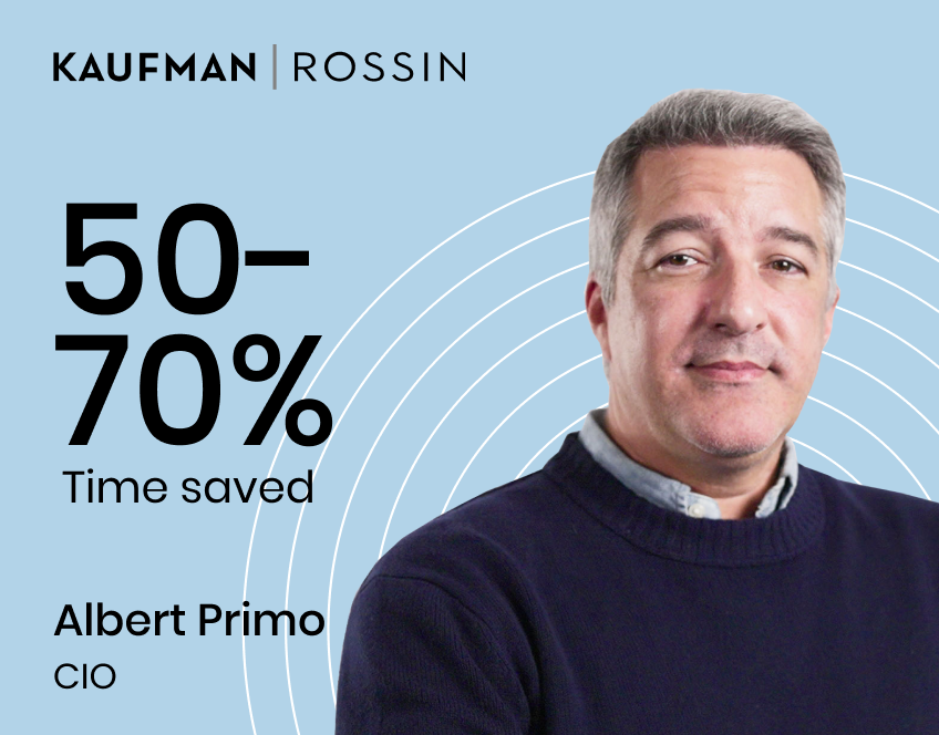 Kaufman Rossin sees a 50 - 70% time saved with Writer